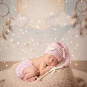 Fantasia Dorminhoco Em Crochê Ideais para Fotográfia Newborn 0-3 Meses cor Rosa