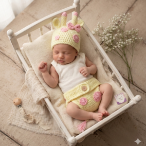 Conjunto Fantasia Girafa em Crochê Ideal para Fotografia Newborn 2-3 meses