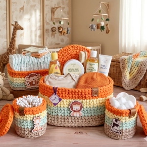 Kit de Higiene para Quarto Bebê em Crochê com Fio de Malha Premium