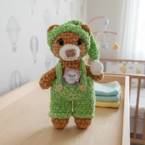Boneco Amigurumi Pelúcia Ursinho Dorminhoco, Feito Em Crochê