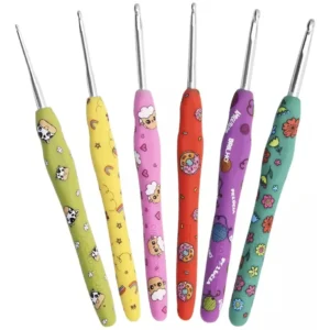 Agulha Crochê Amigurumi Soft Cabo Emborrachado Estampas Bichinhos