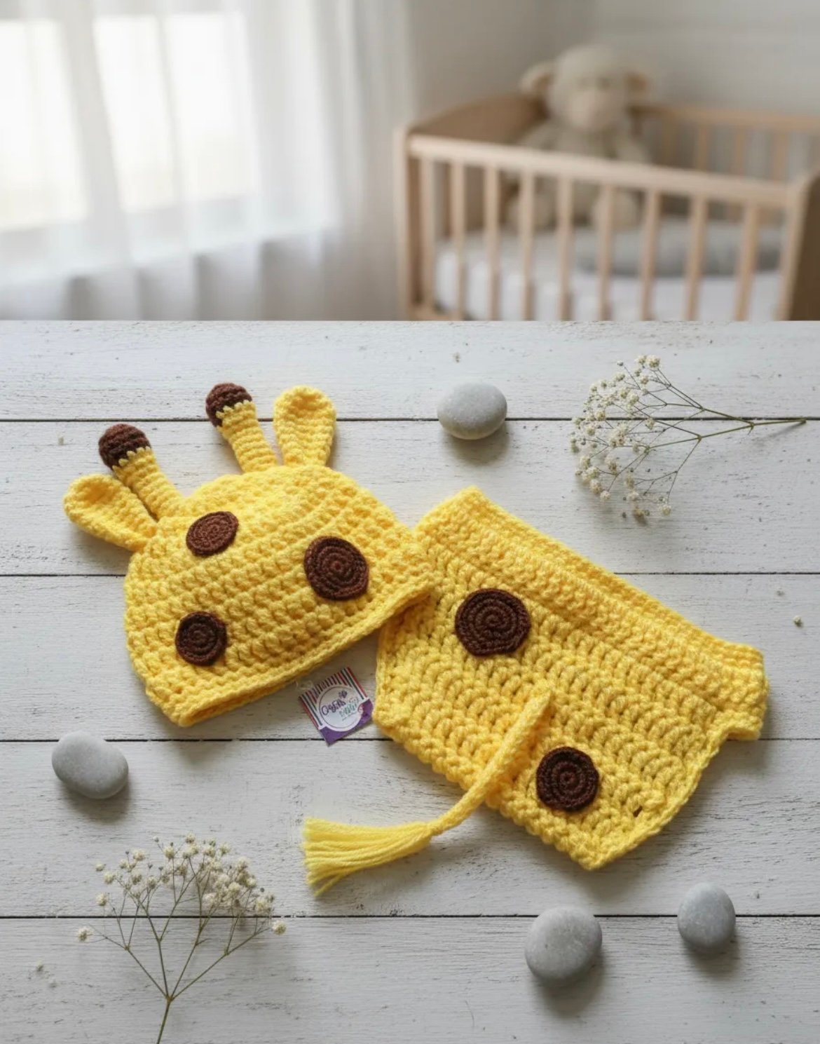 Conjunto Fantasia Girafa em Crochê, Ideal Fotografia Newborn 0-3meses - Imagem 2