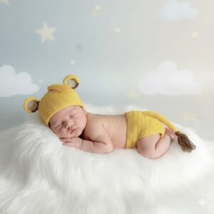 Conjunto Fantasia Leão Simba em Crochê, Ideal Fotografia Newborn 0-3 Meses