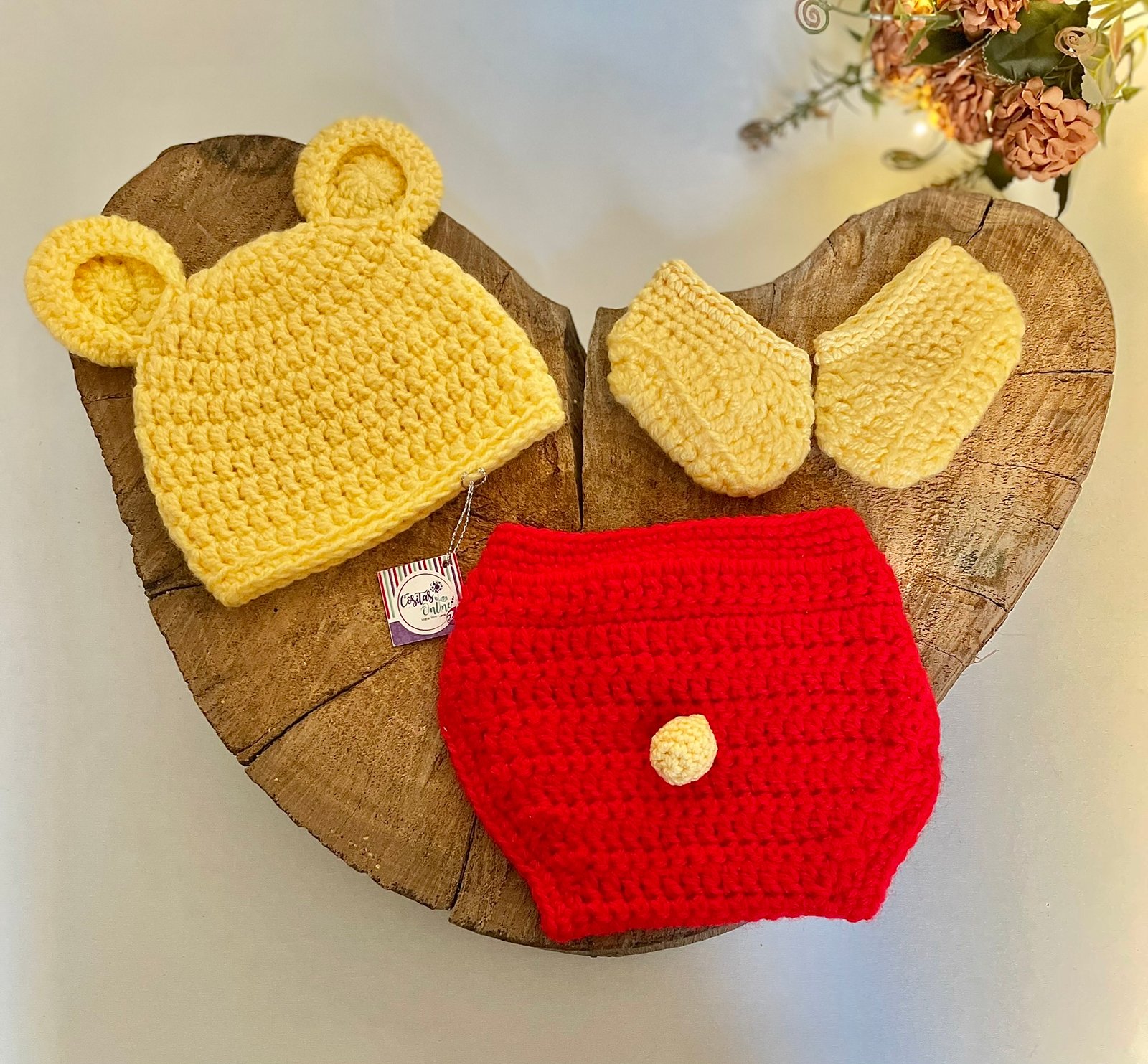 Conjunto Fantasia Winnie Pooh em Crochê, Ideal Fotografia Newborn 0-3meses - Imagem 2